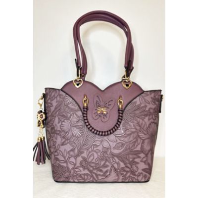 Large Scalloped Butterfly Handbag in Purple