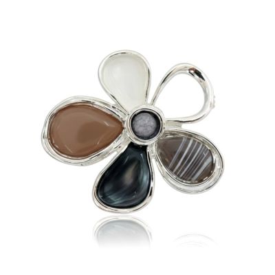 Petal Glow Flower Brooch in Grey-GR