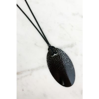 Curved Textured Metal Necklace in Gunmetal