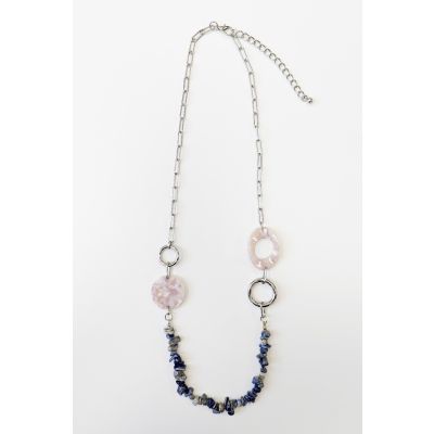 Natural Stone Necklace in Denim