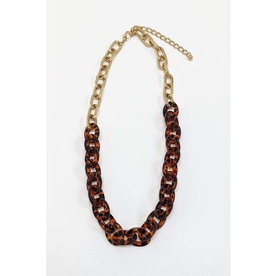 Acrylic Link Necklace in Leopard