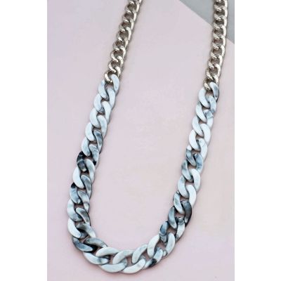 Acrylic Link Necklace in Silver