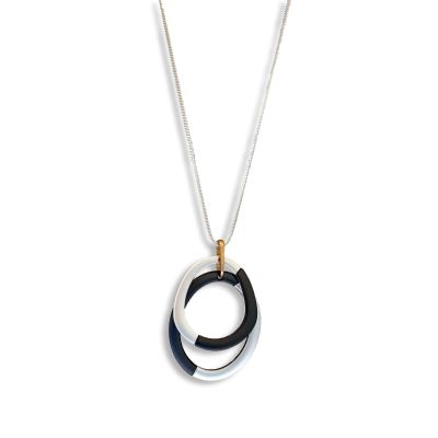 Double Two-Tone Oval Necklace in Silver