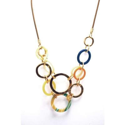 Multi Ring Necklace in Multi Colour