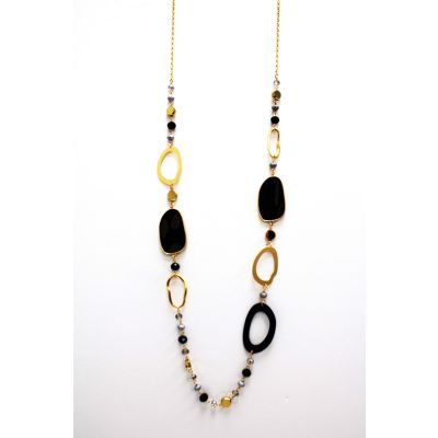 Velveteen Necklace in Black & Gold