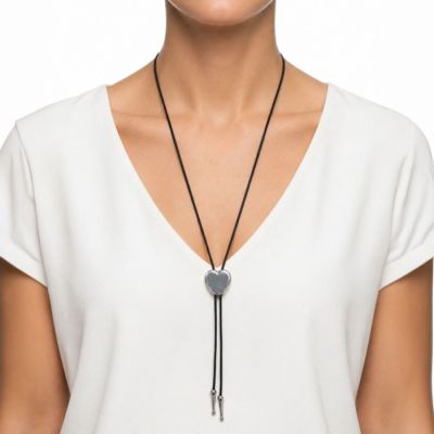 Heart Bolo Tie Necklace in Silver