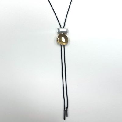 Rectangle Circle Necklace in 2-Tone