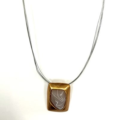 Square Necklace in 2-Tone