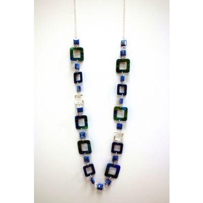 Long Square Necklace in Blue
