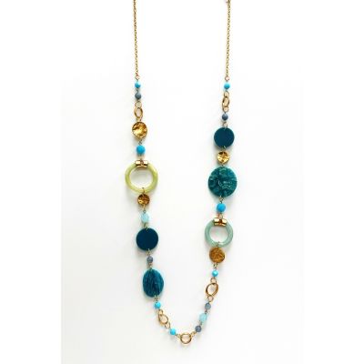 Marbled Gold Necklace in Turquoise
