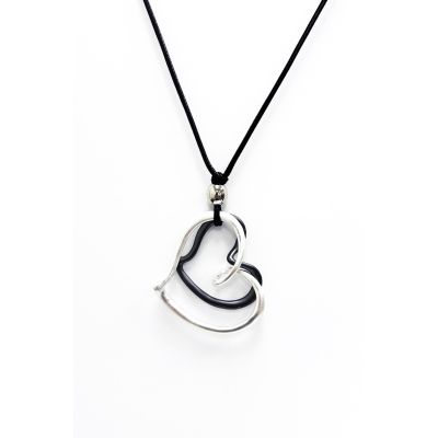 Twin Heart Necklace in Silver