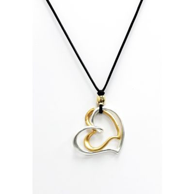 Twin Heart Necklace in 2-Tone