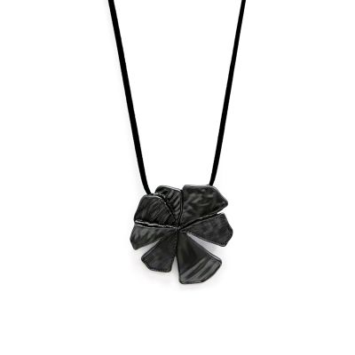 Matte Flower Necklace in Black