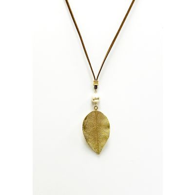 Plated Leaf Necklace in Gold