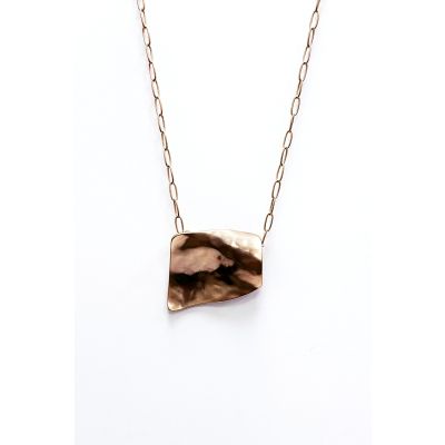 Curved Square Medallion Necklace in Rose Gold