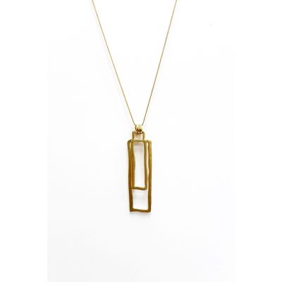 Double Rectangle Frame Pendant in Gold