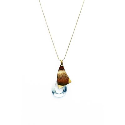 Layered Teardrop & Curved Rhombus Necklace in Gold