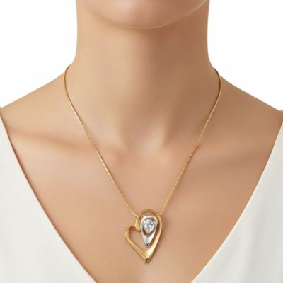 Heart Pendant with Jewel Necklace in Gold