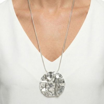 Circle Medallion Necklace in Silver