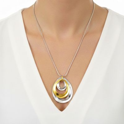 Ripple Pendant Necklace in 2-Tone