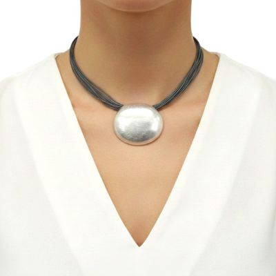 Large Oval Magnetic Necklace in Silver