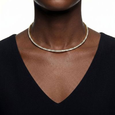 Crystal Flex Collar Necklace in Gold