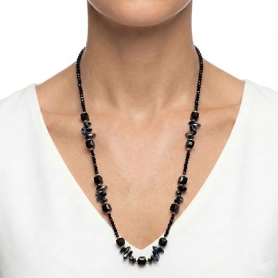 Celeste Faceted Bead Necklace in Black