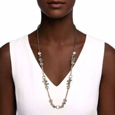 Celeste Faceted Bead Necklace in Gold