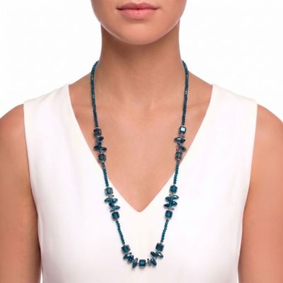 Celeste Faceted Bead Necklace in Navy