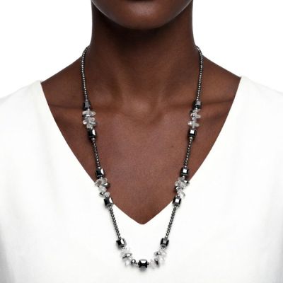 Celeste Faceted Bead Necklace in Silver
