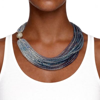Gilded Ombre Tassel Necklace in Blue
