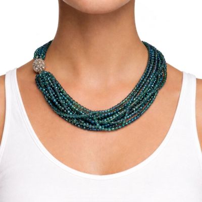 Gilded Ombre Tassel Necklace in Teal