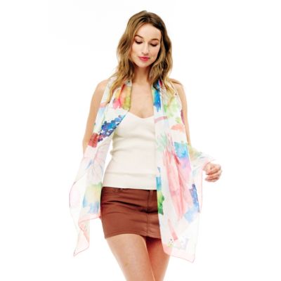 Floral Printed Oblong Scarf in Multi