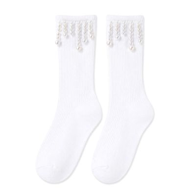 White Pearl Long Socks-OS