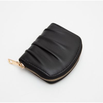 Ruched Chic Mini Wallet in Black