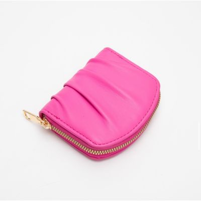 Ruched Chic Mini Wallet in Fuchsia