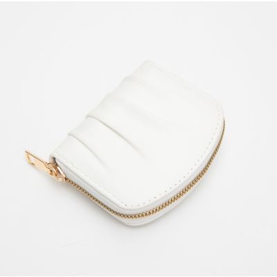 Ruched Chic Mini Wallet in White