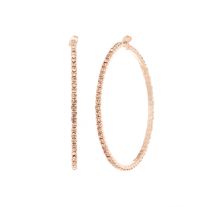 Large Rhinestone Hoop Earrings in Gold
