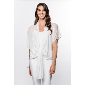 Long Front Chiffon Shawl in White
