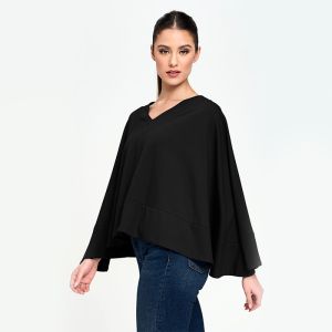 Draped Poncho Topper in Black