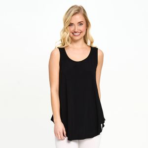 Scoop Neck Smile Hem Tank in Black