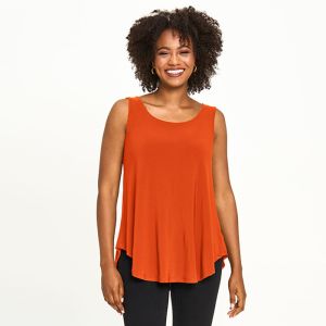 Scoop Neck Smile Hem Tank in Orange