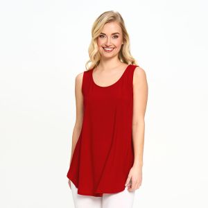 Scoop Neck Smile Hem Tank in Red