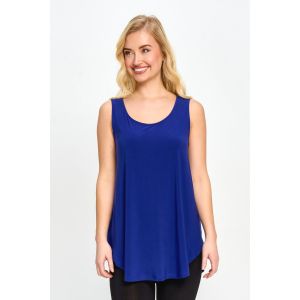 Scoop Neck Smile Hem Tank in Royal