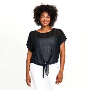 Lightweight Tie-Bottom Topper in Black