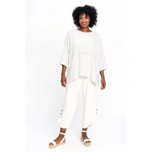 Linen Cotton Raglan Sleeve Top in Ivory