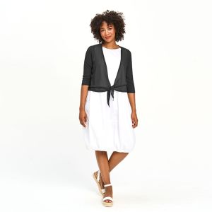 Lightweight Tie-Front Shoulder Cover in Black