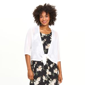 Lightweight Tie-Front Shoulder Cover in Ivory