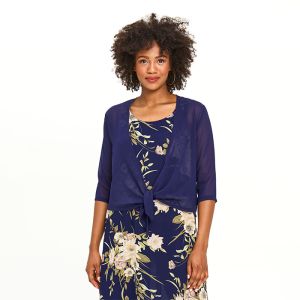 Lightweight Tie-Front Shoulder Cover in Navy