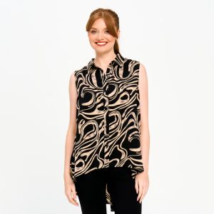 Button Back Tunic Top in Khaki